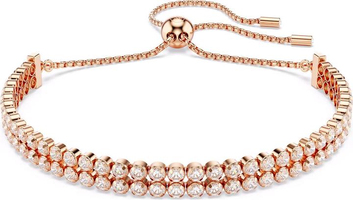 Swarovski Matrix Tennis Armband Rundschliff Weiss Roségold (24 cm, Swarovski Metall)