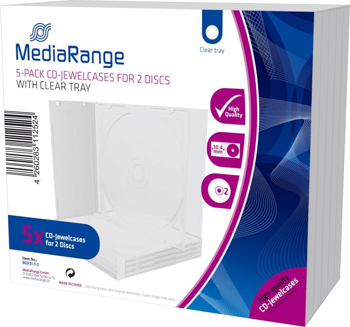 Actual product image MediaRange Blank CD case for 2 discs transparent tray