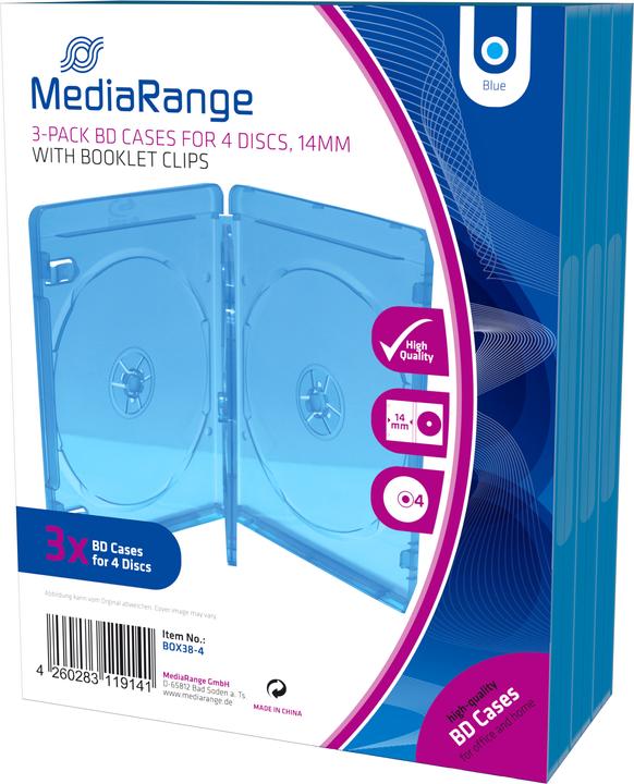 Image du produit MediaRange Boîtier vierge BD pour 4 disques (30 x)