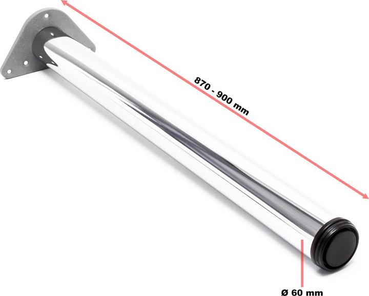 Image du produit Wiltec Pied de table Acier inoxydable Lot de 4 pieds Chromé Support de table Réglable 870mm Ø60mm