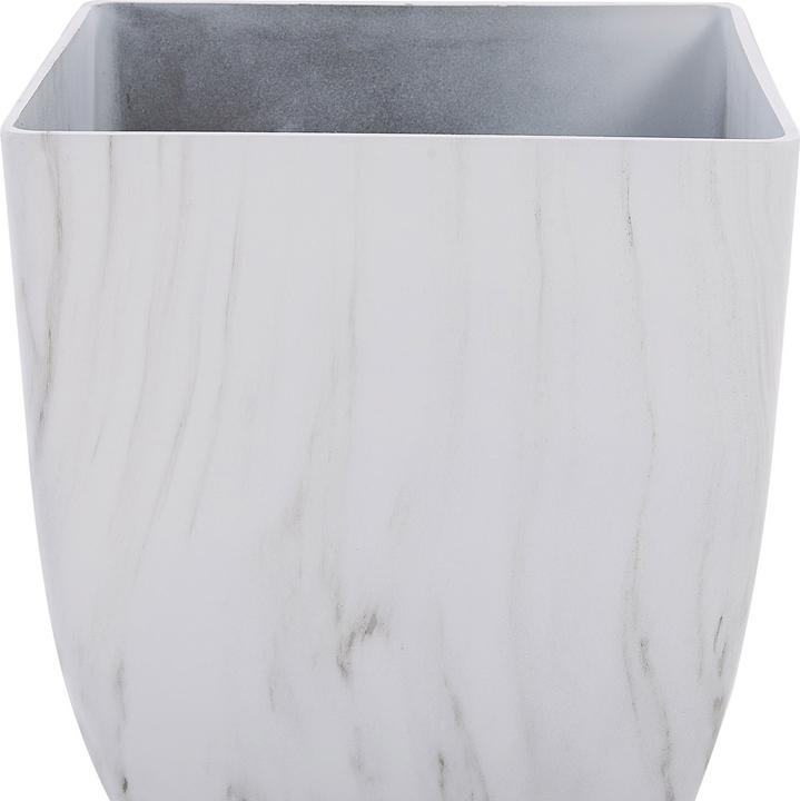 Actual product image Beliani Flowerpot Set of 2 white marble look square 28 x 28 x 34 cm MIRO (28 cm)