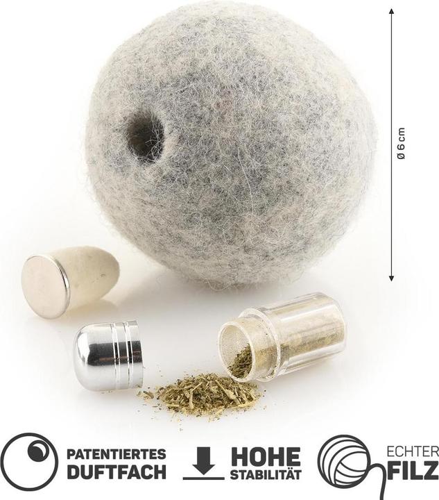 Actual product image CanadianCat Cat toy felt ball with scent bag (Cat ball toy)