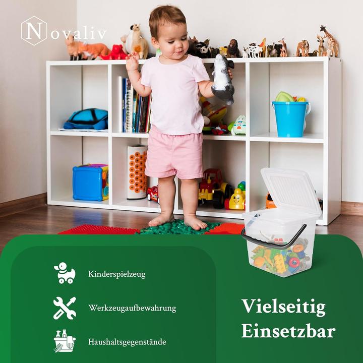Actual product image Novaliv Sparset Waschmittelbox mit Deckel 4 Liter + 7 Liter Transparent und Dosierlöffel Box Waschpu (7 l)