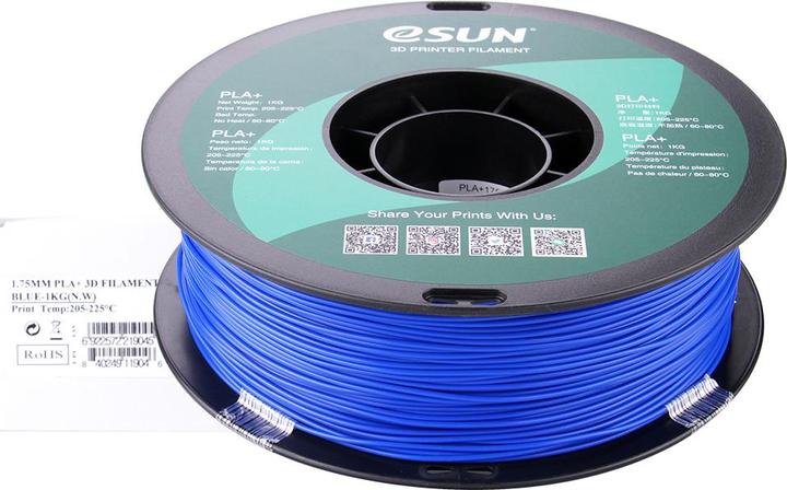 Actual product image eSUN PLA+ 1.75mm Blue 1Kg (PLA+, 1.75 mm, 1000 g, Blue)