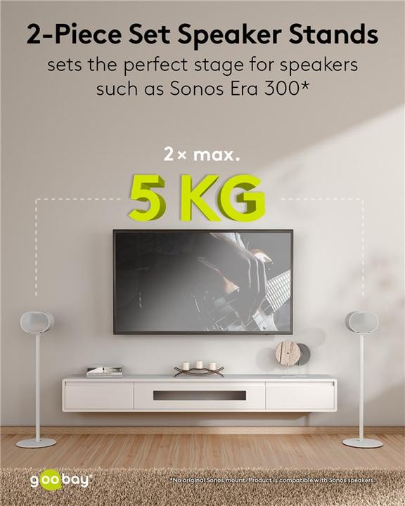 Produktbild Goobay Lautsprecherständer Modern Era 3 Base, weiss (Set, Ständer, Schwenkbar)