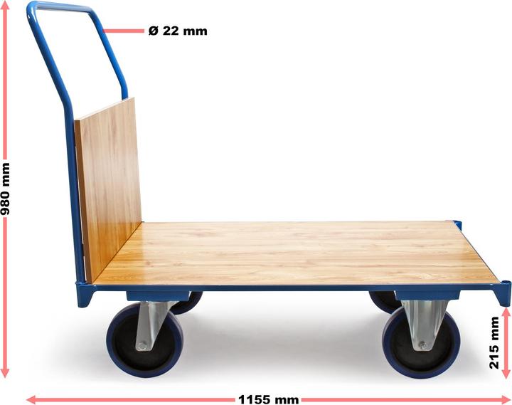 Produktbild Wiltec Plattformwagen 600kg 100x60mm Transportwagen Transportkarre Gummireifen (600 kg)