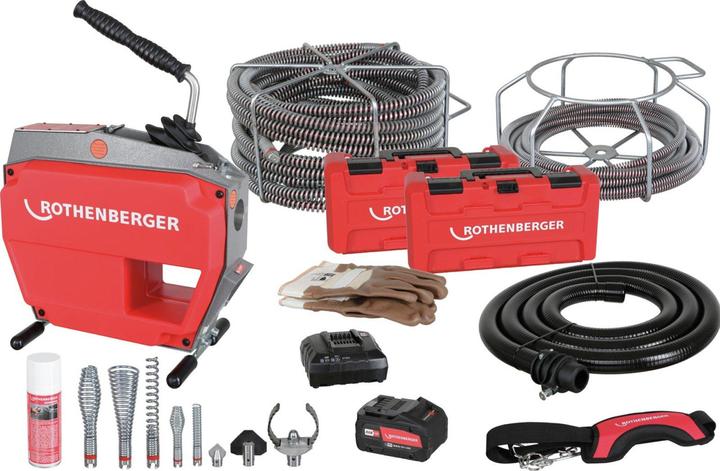 Actual product image Rothenberger Akumuliatorinė vamzdžių valymo mašina R600 VarioClean su priedais (Rechargeable battery operated)