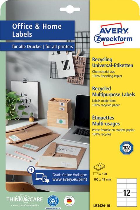 Produktbild Avery Universal-Etiketten 105 x 48 mm, 10 Blatt