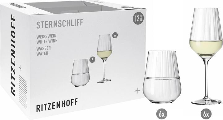 Actual product image Ritzenhoff White Wine & Water Glasses Star Cut (38 cl, 12 Glasses, White wine glasses)
