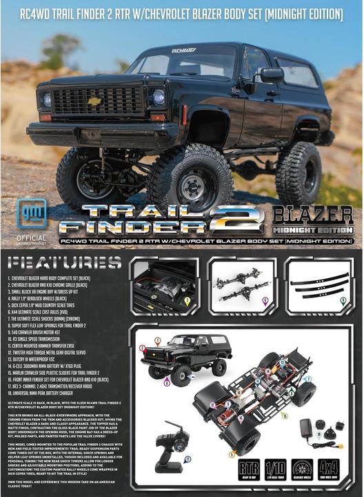 Actual product image Rc4Wd Trail Finder 2 Chevrolet Blazer Midnight Edition RTR, 1:10 (RTR Ready-to-Run)
