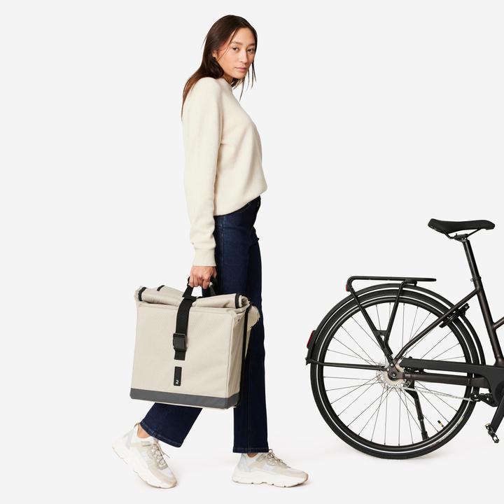 Produktbild Decathlon Doppel-Fahrradtasche 500 2 × 20 Liter beige (40 l, Gepäckträgertasche)