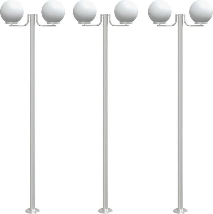 Immagine prodotto VidaXL Lampada da sentiero per esterni lampada da terra lampada da giardino 3pcs. argento acciaio inox (2500 lm, E27, IP44)