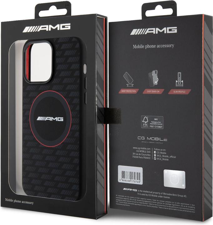 Produktbild Mercedes AMG AMHMP15L23SMRK iPhone 15 Pro 6.1" czarny/black hardcase Silicone Carbon Pattern MagSafe (Apple iPhone 15 Pro)