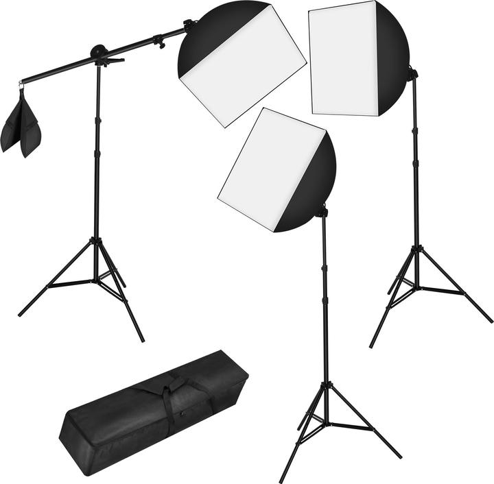 tectake 3 Studioleuchten mit Softbox, Stativ und Tasche (Studioleuchte)