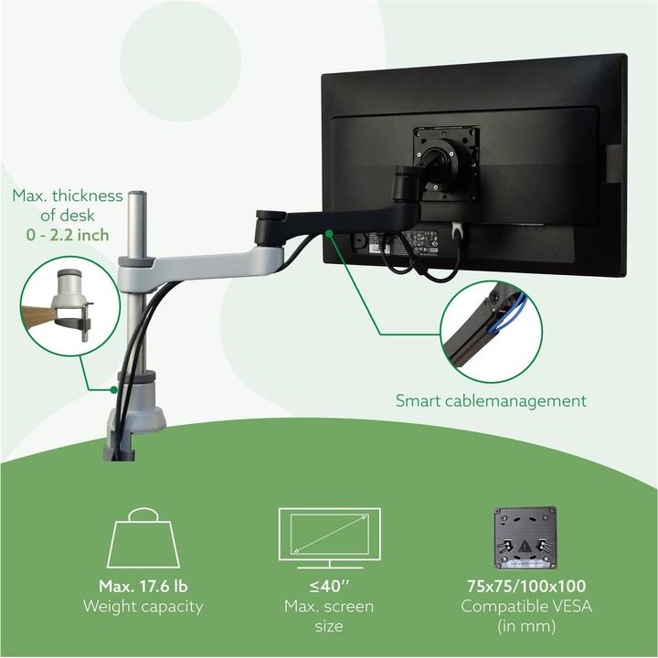 Image du produit R-Go Tools Support de table Zepher 4 C2 Noir/Argent (Tables, 34")