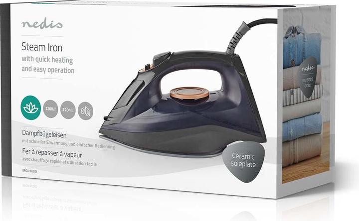 Produktbild Nedis Bügeleisen | 2200 W | Dampf Schuss | Keramisch | 0.26 l (2200 W, 0.01 g/min)