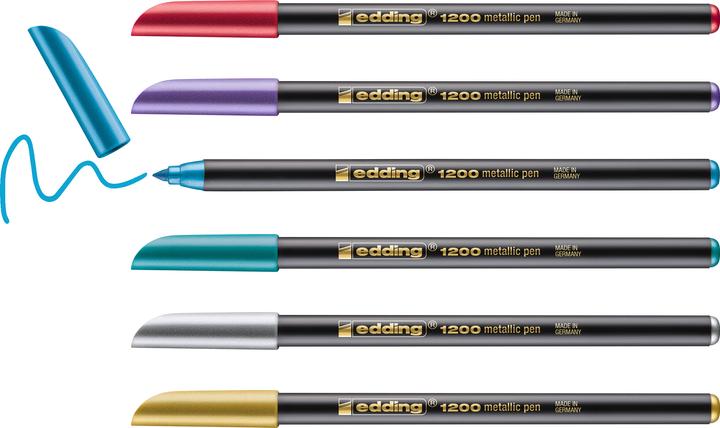 Produktbild Edding Fasermaler 1200 6er-Set (Silber, Violett, Grün, Gold, Blau, Rot, 6 x)