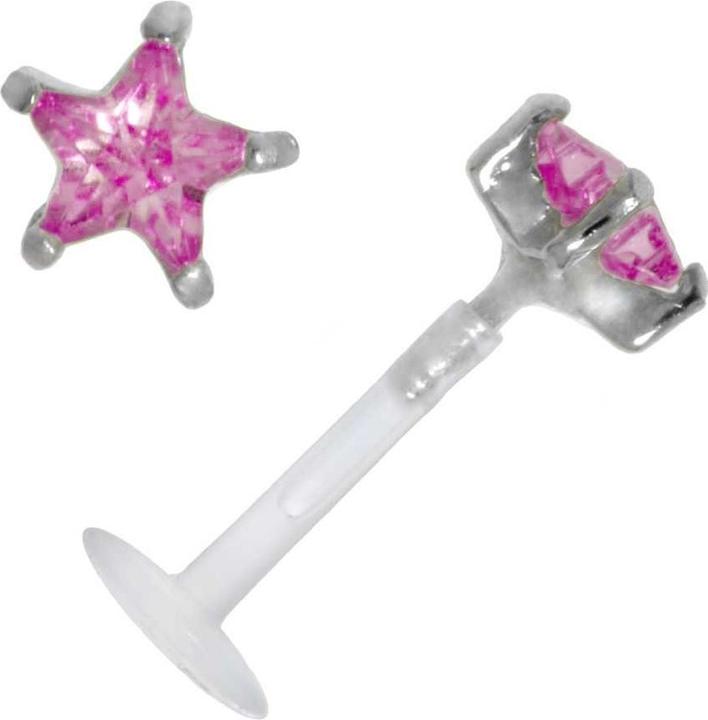 Bijouteria Piercing für Lippe/Tragus (Bioplast, Silber 925, Zirkonia)