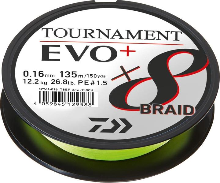 Produktbild Daiwa tresse tournament 8 braid evo + chartreuse (61.23 kg)