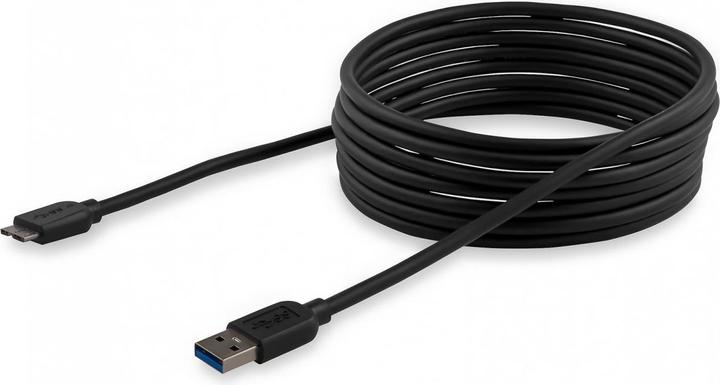 Produktbild StarTech 3m schlankes SuperSpeed USB 3.0 A auf Micro B Kabel - St/St - USB 3.0 Anschlusskabel - Schwarz (3 m, USB 3.2 Gen 1)