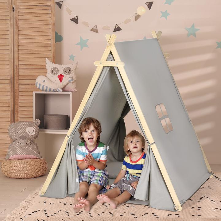 Produktbild Homcom Kinder Tipi Zelt mit Kissen, Bodenmatte und Aufbewahrungstasche