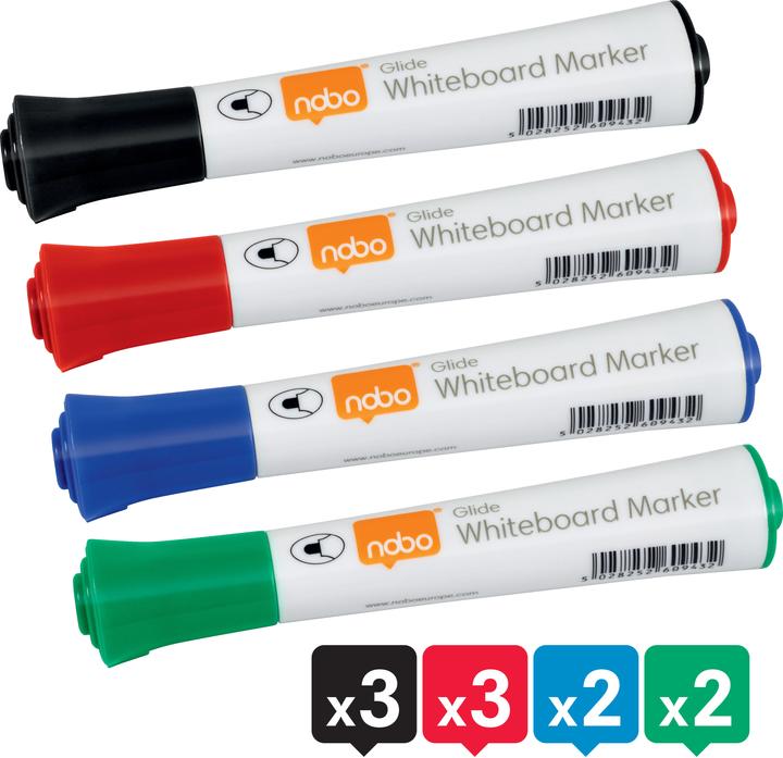 Produktbild Nobo Glide Boardmarker (Schwarz, Rot, Blau, Grün, 2 mm, 10 x)