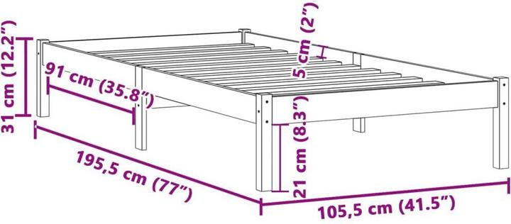 Image du produit VidaXL Bett ohne Matratze Kiefer (90 x 190 cm)