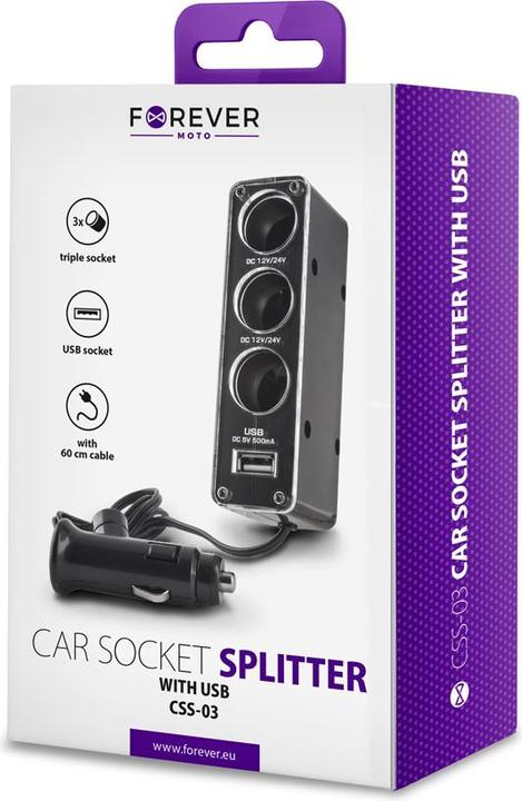 Image du produit Forever socket splitter 3in1 with USB cable CSS-03