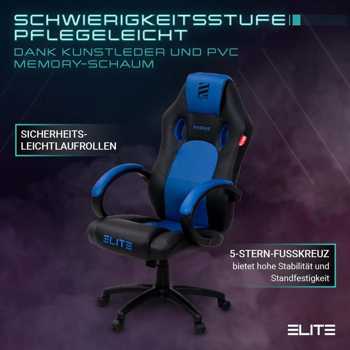 Image du produit Elite Chaise de jeu EXODUS Chaise de bureau ergonomique Chaise de direction Fauteuil de course Gaming-
