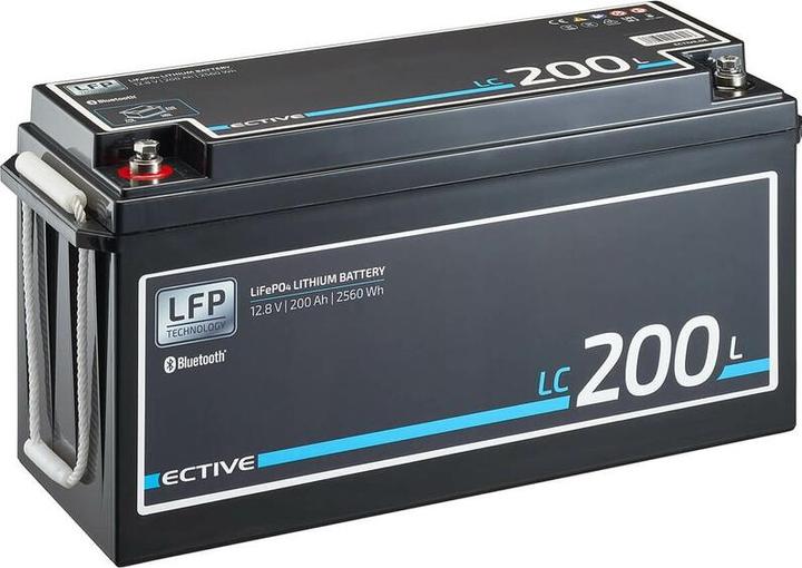 Produktbild Ective 12V 200Ah LiFePo4 Solar Batterie Lithium Akku BMS Wohnmobil Camper LFP BT Versorgungsbatterie (12 V, 200 Ah)