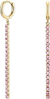 Rosefield Charming Gold-Plated Earrings With Pink Crystals Tennis Jetrg-J917