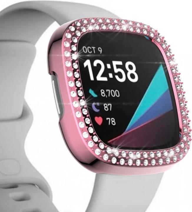Image du produit Cover-Discount Fitbit Versa 3 / Sense - Étui protecteur rose à paillettes et strass