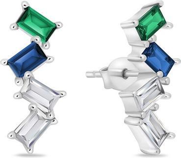Brilio Silver - Stylish silver earrings with colored zircons EA1011WRBW
