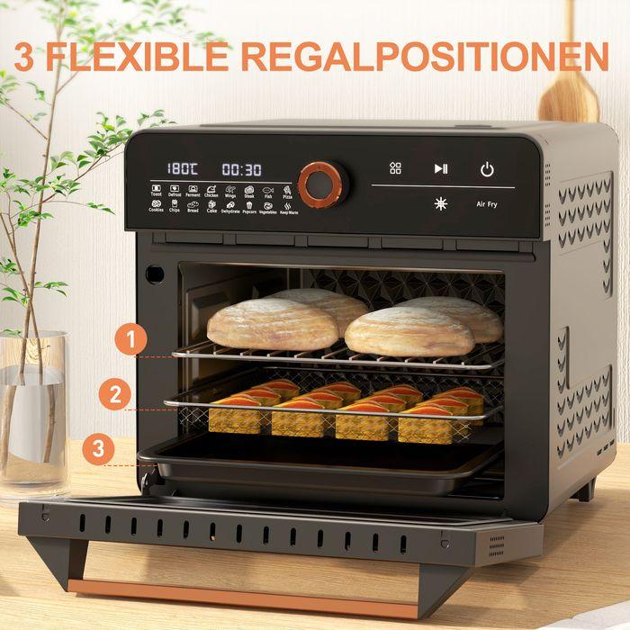 Produktbild Swisshandel24 Minibackofen 20L, Mini Ofen, 40-220°C, 17 Modi, Timer, 36x37x34,5cm, Schwarz