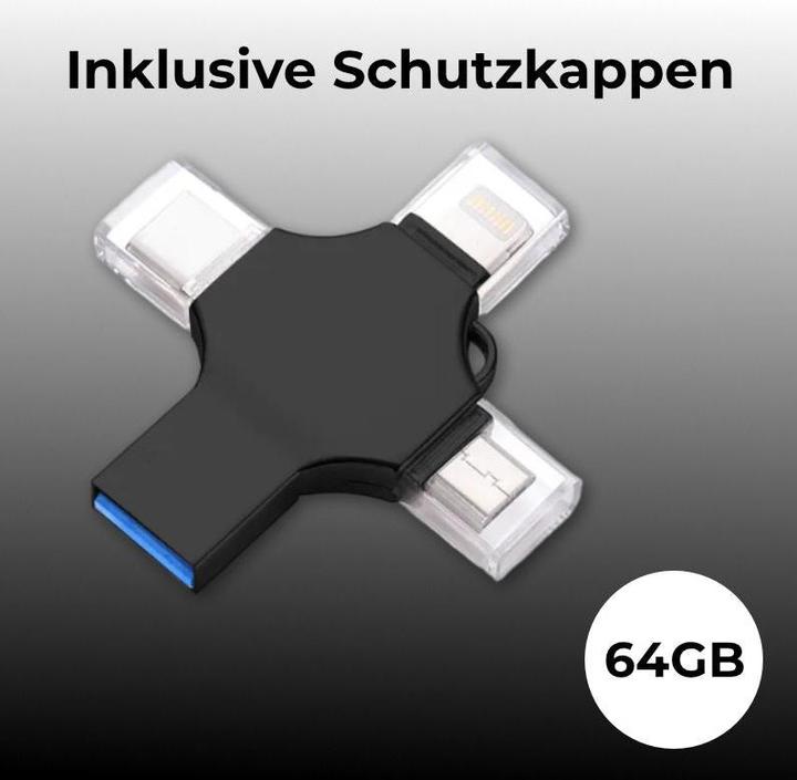 Image du produit Hermex Clé USB 4 en 1 Clé Lightning Clé de données Lecteur flash USB Drive (64 Go, USB-C)