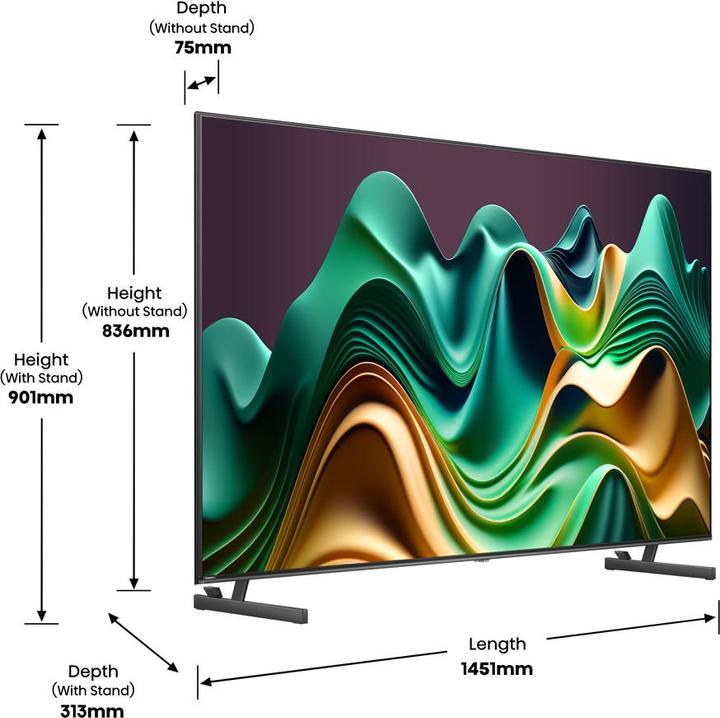 Actual product image Hisense TV 65U6NQ (164 cm (65 inch), black/dark grey, UltraHD/4K, Triple Tuner, Mini LED) (65", QNED, 4K)