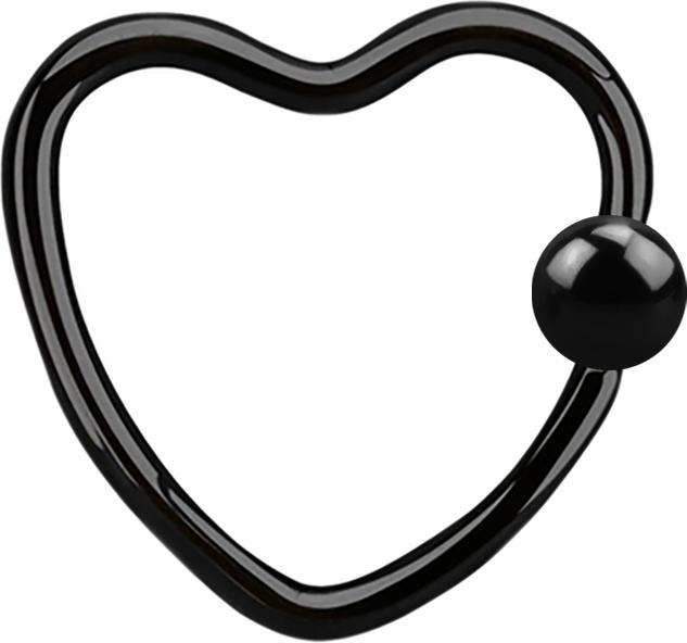 Star Piercing Micro Ball Closure Ring schwarz Herz mit Kugel (Chirurgenstahl 316L, ohne Messing)