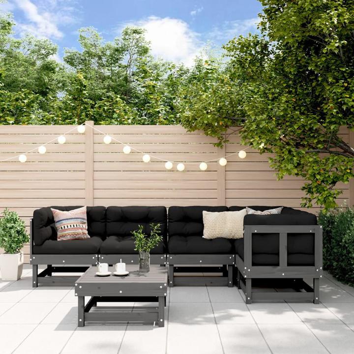 Image du produit VidaXL 6-tlg. Garten-Lounge-Set Grau Massivholz Kiefer,Farbe