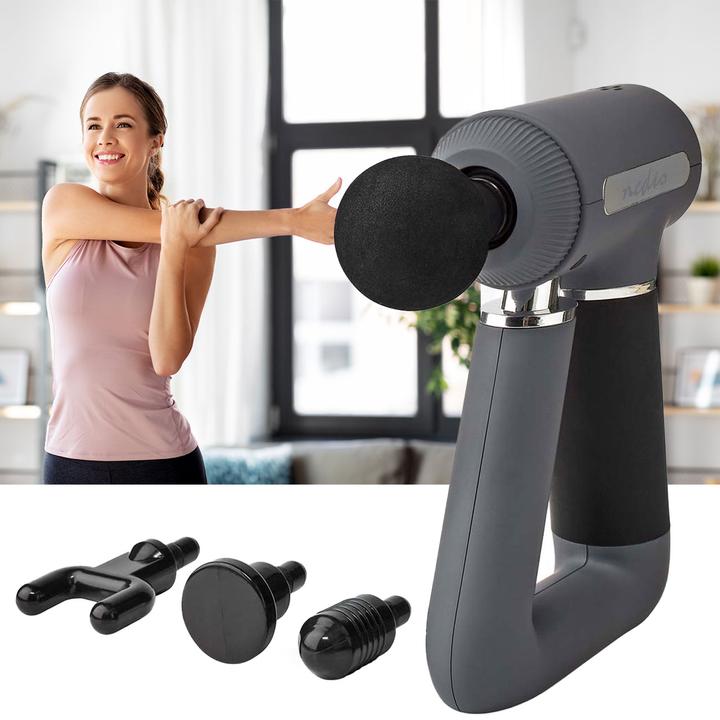 Nedis Sport-Massagepistole Batteriebetrieben Eingebautes Lithium Ion Wiederaufladbar 6 Massagemodi U