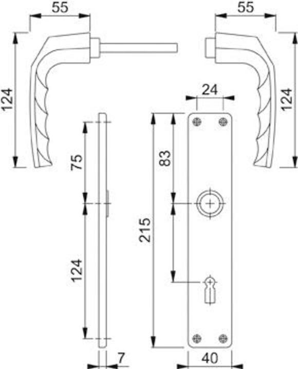 Productafbeelding Hoppe Lange wapenschildbeslag Birmingham 1117/202SP Aluminium F2 PZ 72 mm DIN links / rechts (Deurplaat set)