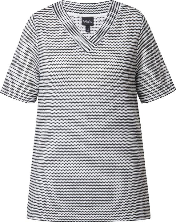 Produktbild Ulla Popken Sweatshirt, Strukturstreifen, V-Ausschnitt, Halbarm (46, 48)