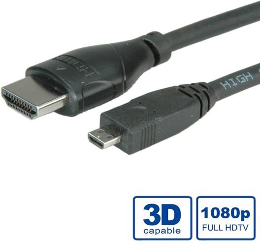 Actual product image Roline micro HDMI (Typ D) — HDMI (Typ A) (2 m, HDMI)