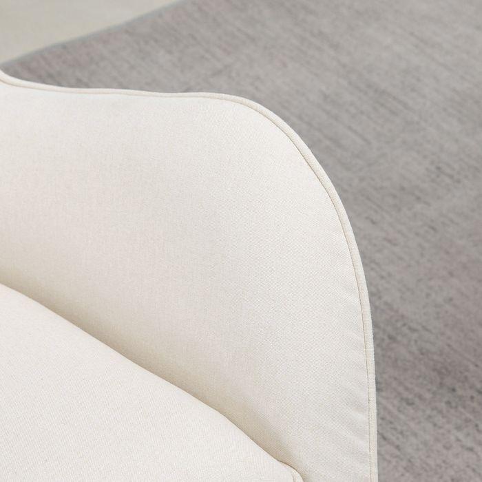 Produktbild Swisshandel24 Schaukelstuhl Relaxstuhl Schwingsessel mit Holzbeine Schaukelsessel, Leinen Metall Cremeweiss 69 x 9