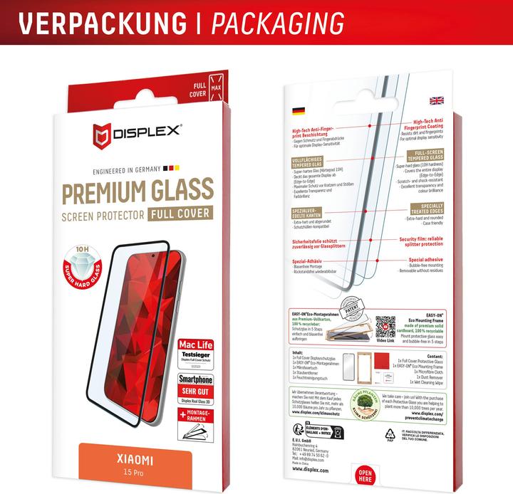 Actual product image Displex Premium Glass, Full Cover armoured glass (1 Piece, Xiaomi 15 Pro, Xiaomi 15 Ultra)