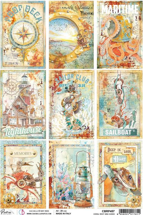 Immagine prodotto Ciao Bella Filo di paglia Motif "Coral Reef - Mini Cards", DIN A4 (28 g/m²)