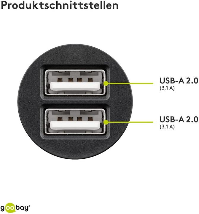 Image du produit Goobay Chargeur de voiture USB double 3,1A