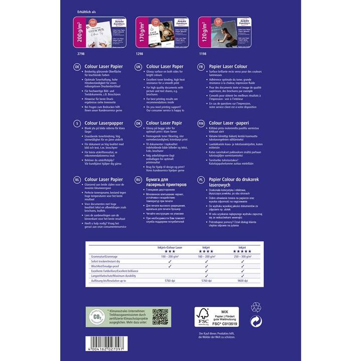 Produktbild Avery Colour Laser (120 g/m², A4, 200 x)