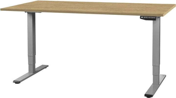 Image du produit Contini table de bureau réglable en hauteur 1.6x0.8m chêne / piétement gris RAL 7045