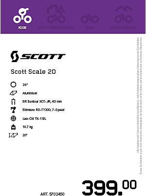 Actual product image Scott Sports Scale 20 Kids Mountain Bike 2021