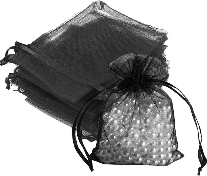 Image du produit JTI 50x Pochettes cadeaux / Sacs en organza - Noir (Sachet en organza, 50 x)